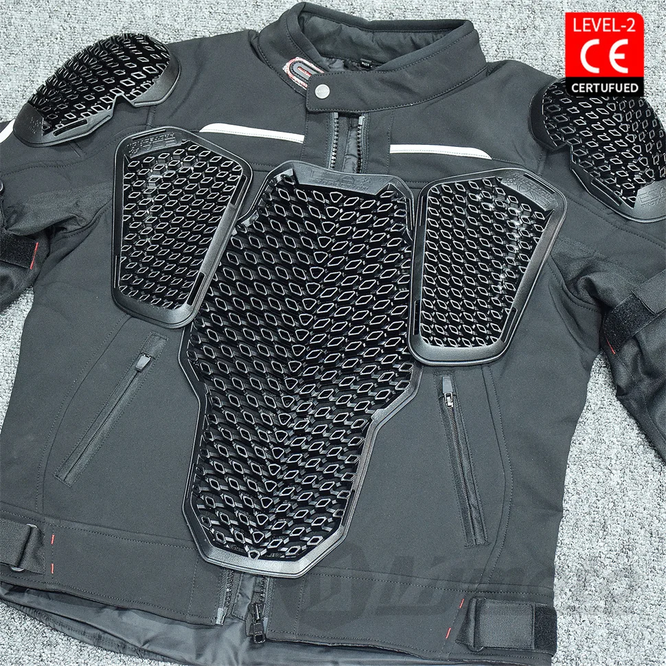 Motorcycle Protector Armor Anti-Shock Back Pad CE Level 2 Riding Shoulder Elbow Knee Pads Built-in Guard Gear for Riding Safety