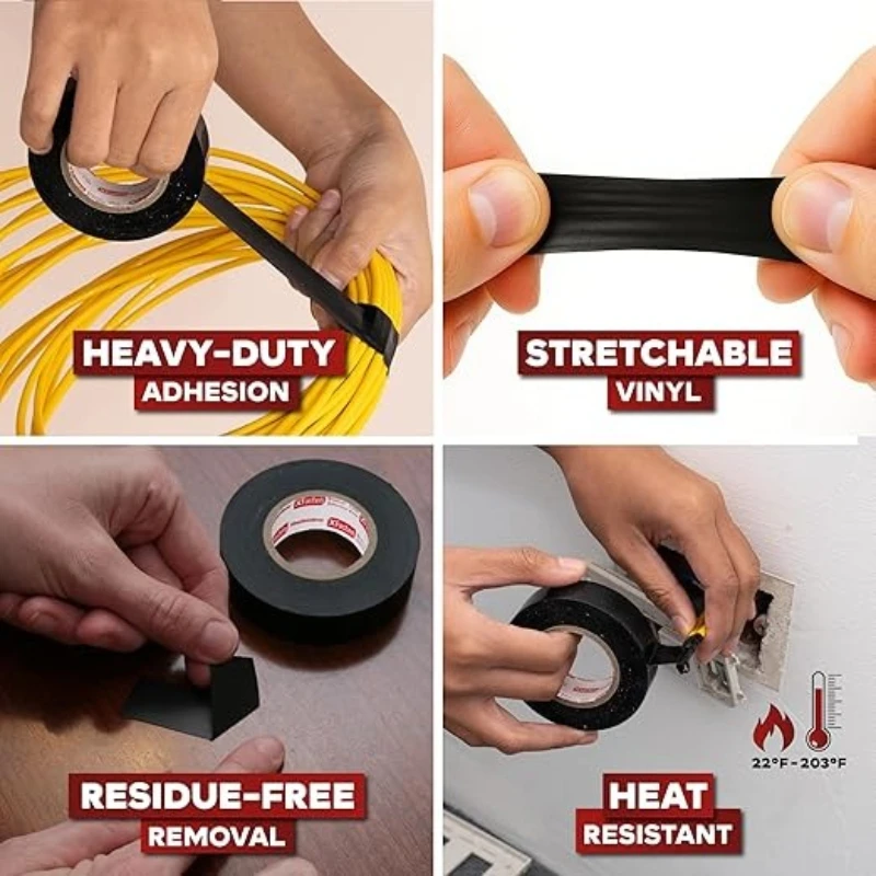 Black Electrical Tape Insulation Tape Electrical Insulating Tape Strong Adhesive Wire Harness Tapes Electrical Wiring Waterproof