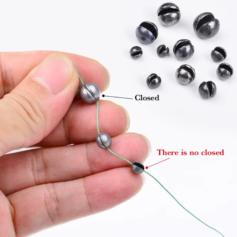 50pcs 0.5g-5g Round Split Shot Fishing Weights Lead Sinker Fishing Weight Removable Round Fishing Sinkers for Deep Water Fishing