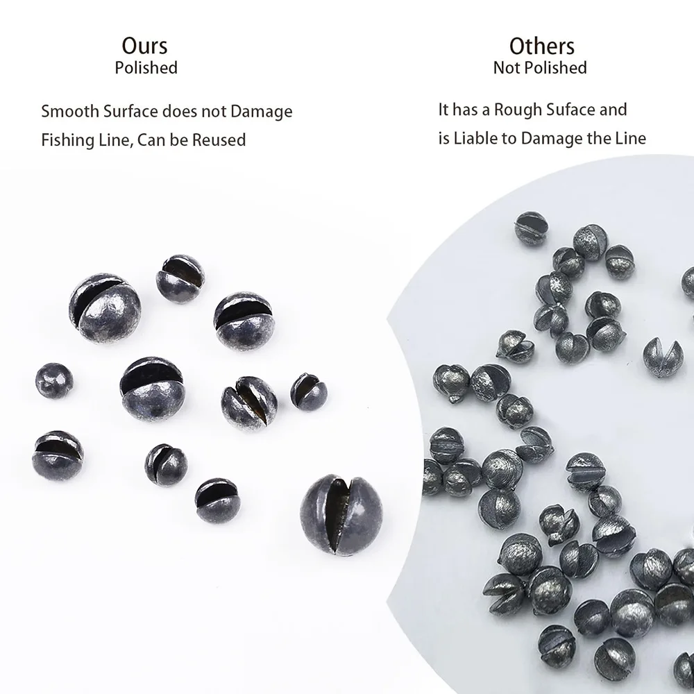 50pcs 0.5g-5g Round Split Shot Fishing Weights Lead Sinker Fishing Weight Removable Round Fishing Sinkers for Deep Water Fishing