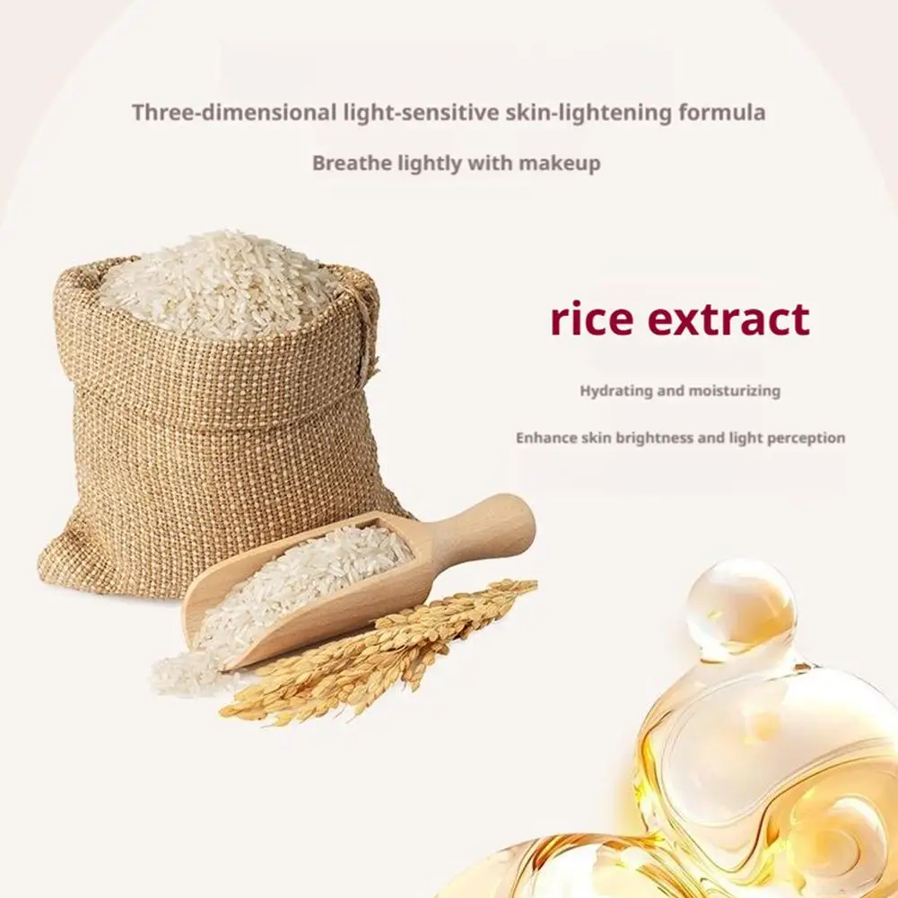 Korean Rice Extract Sunscreen Cream SPF50+ – Hydrating Moisturizing Tone-Up Primer, Lightweight Concealer, Even Skin Tone
