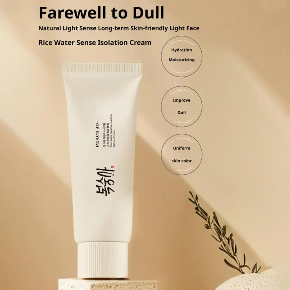 Korean Rice Extract Sunscreen Cream SPF50+ – Hydrating Moisturizing Tone-Up Primer, Lightweight Concealer, Even Skin Tone