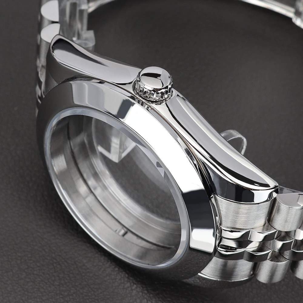 36mm/39mm Watch Case Glide Lock Bracelet Sapphire Crystal Glass For DJ SK NH35 NH36 NH34NH70 Miyota8215 Movement Air King Oyster
