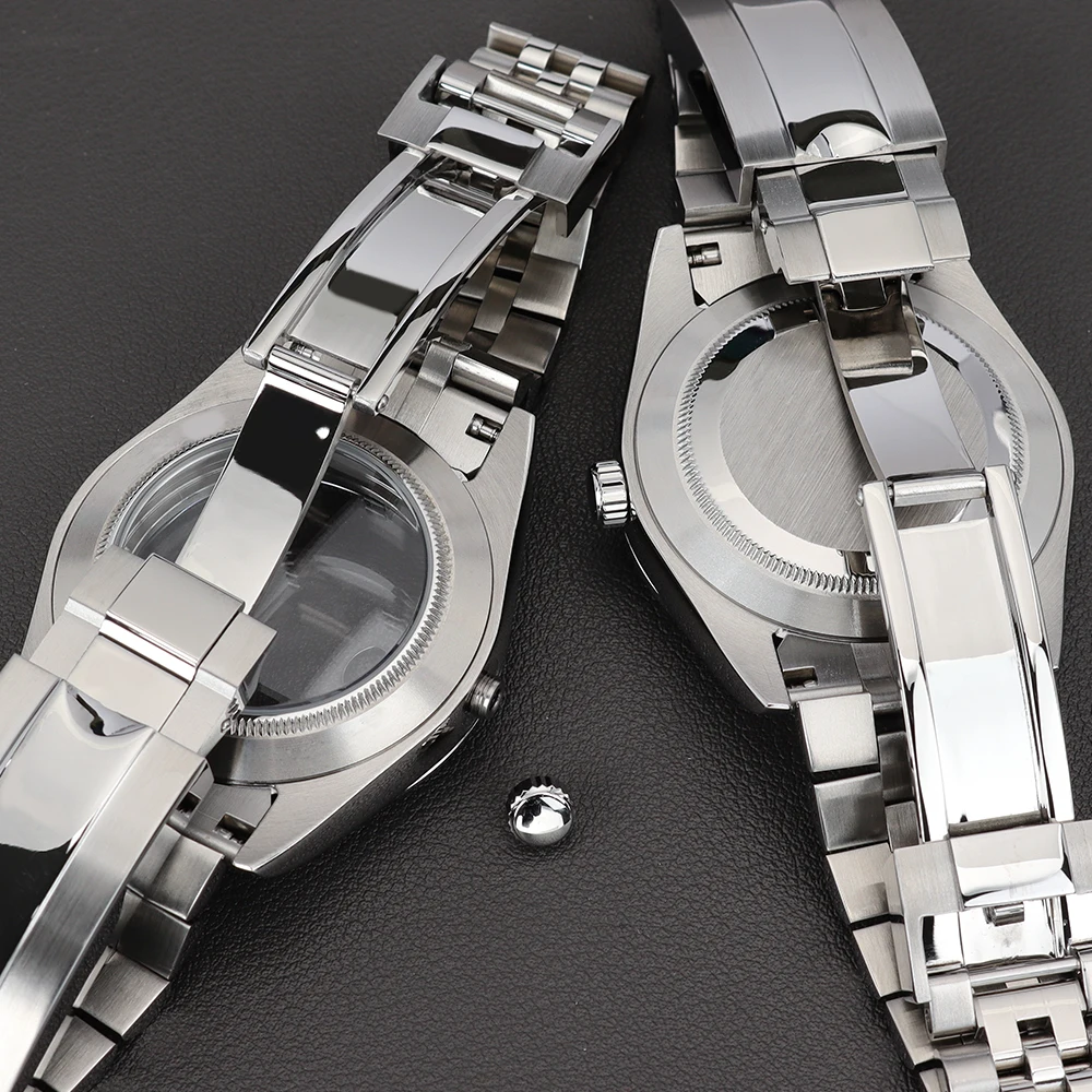 36mm/39mm Watch Case Glide Lock Bracelet Sapphire Crystal Glass For DJ SK NH35 NH36 NH34NH70 Miyota8215 Movement Air King Oyster