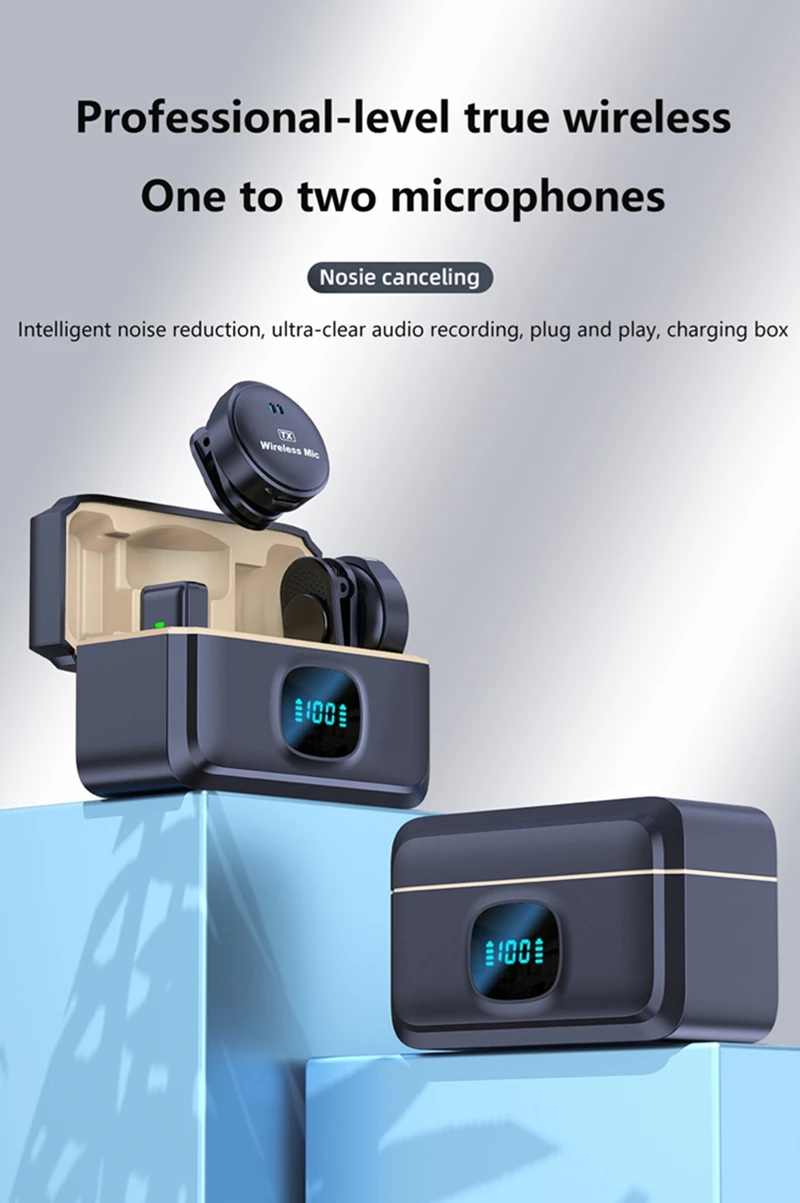 2.4GHz Wireless Lavalier Microphone - Magnetic Suction Design with Charging Case Mini Portable For Video Recording 2026 NEW