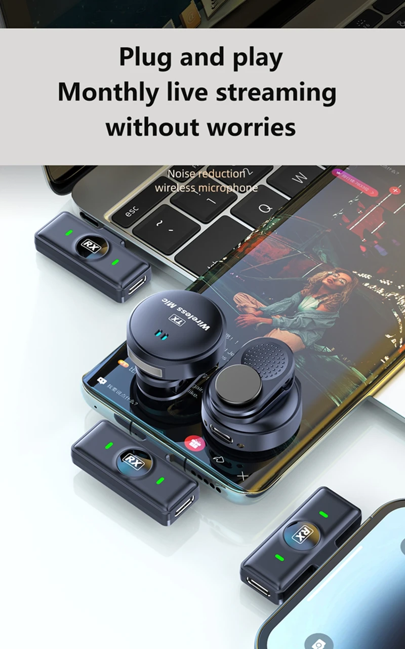 2.4GHz Wireless Lavalier Microphone - Magnetic Suction Design with Charging Case Mini Portable For Video Recording 2026 NEW