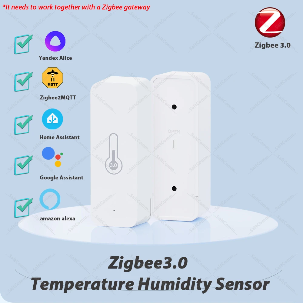 Zigbee 3.0 Smart Temperature & Humidity Sensor Indoor Thermometer Hygrometer Monitor Works with Home Assistant Z2MQTT Yandex ZHA
