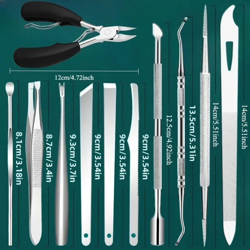 1/10/11pcs Stainless Steel In-Growth Toenail and Cuticle Removal Kit - Odorless Pedicure and Manicure Suitable for Nail Polish