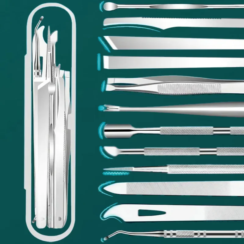 1/10/11pcs Stainless Steel In-Growth Toenail and Cuticle Removal Kit - Odorless Pedicure and Manicure Suitable for Nail Polish