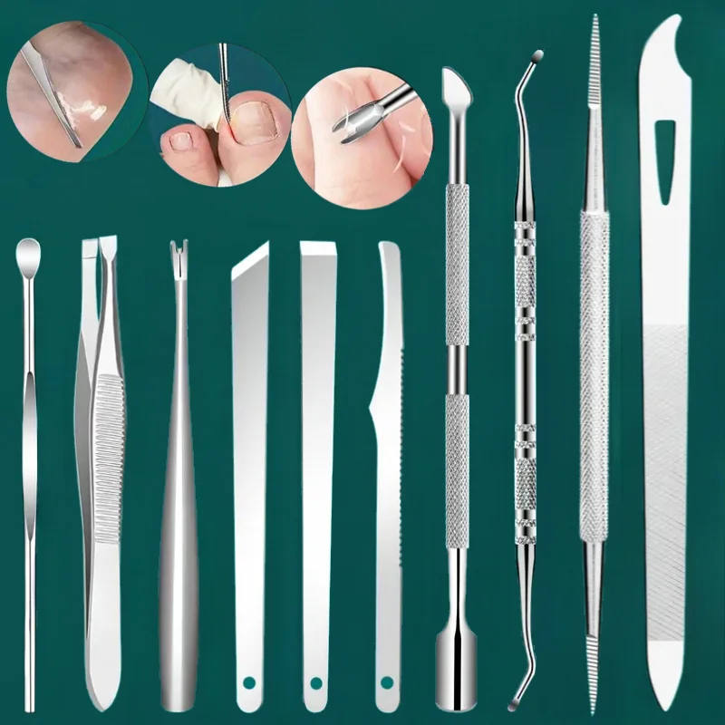 1/10/11pcs Stainless Steel In-Growth Toenail and Cuticle Removal Kit - Odorless Pedicure and Manicure Suitable for Nail Polish