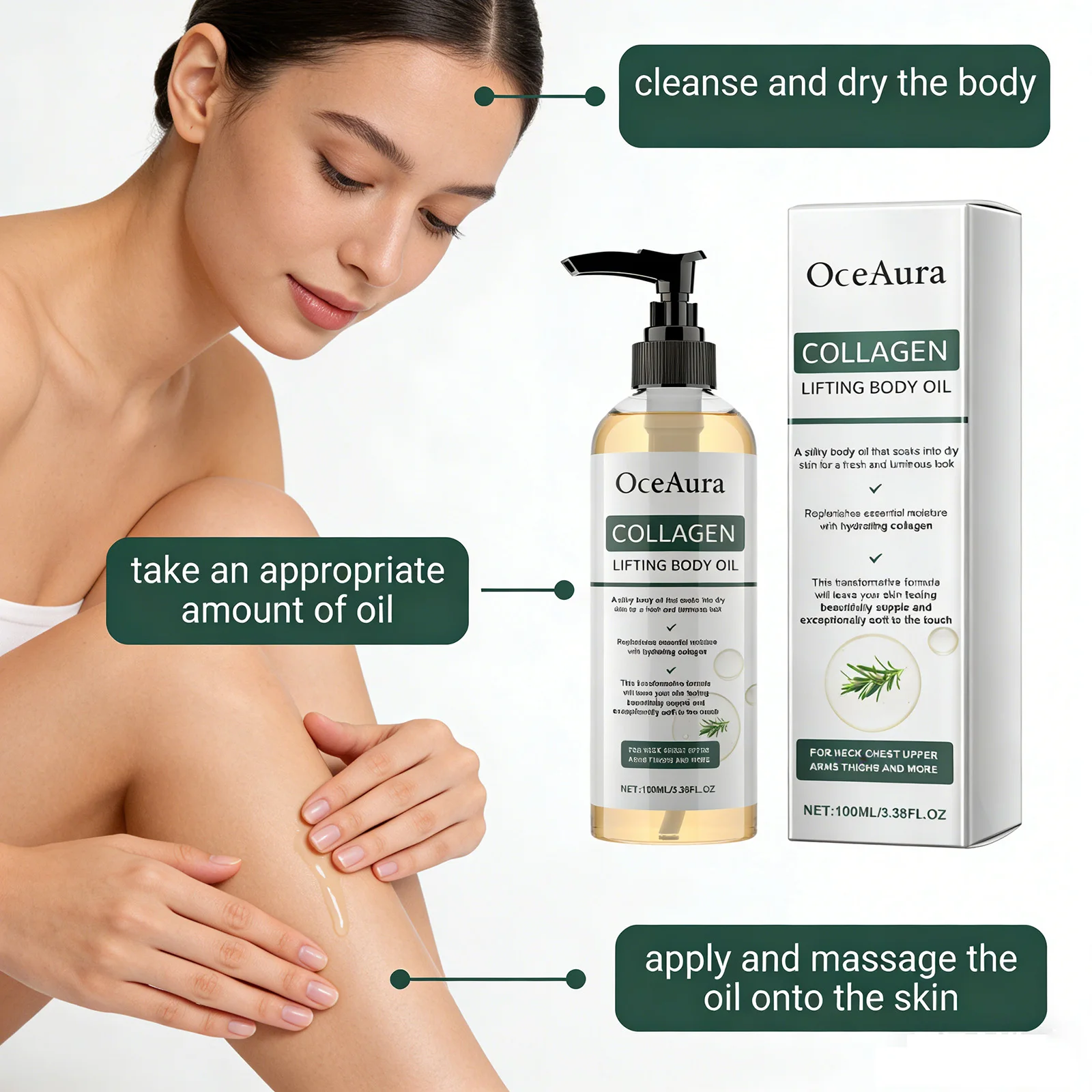 Collagen Body Oil Tighten Skin Lifting Increase Body Elasticity Massage Repair Moisturizing Non-greasy Essential Care Oil 100ml