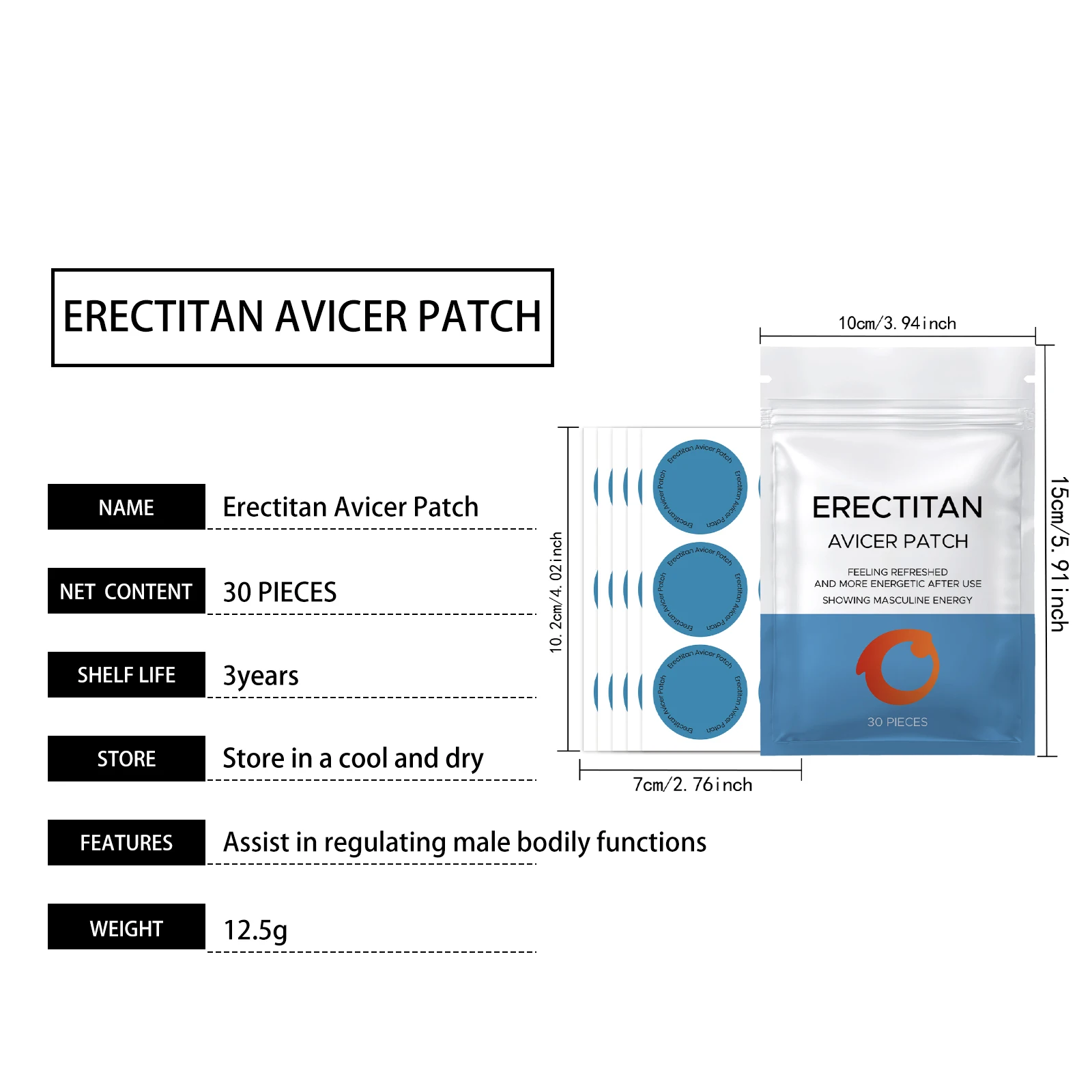 Male Nursing Comprehensive Patch Showing Masculine Energy Maintain Male Functional Vitality Refreshing Daily Body Care Patches