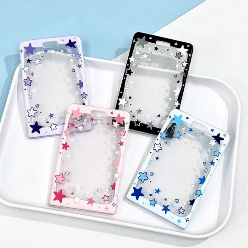 Star Sliding Cover Card Holder Transparent Portable ID Protector Kpop Photocard Photo Case