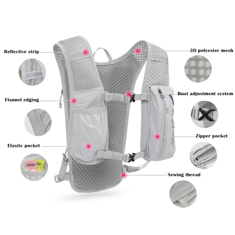 5L Breathable Hydration Vest, Lightweight Running Backpack for Cycling, Jogging, Marathon, Hiking, Climbing, And Outdoor Sports