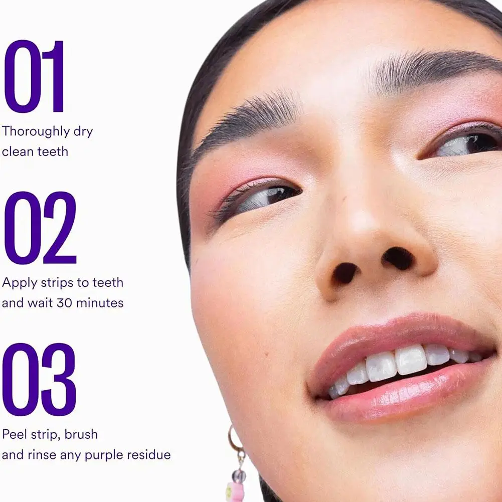 Purple Teeth Whitening Strip for Teeth Correction & Stain Removal Clean Plaque Restore White Teeth Gentle Daily Oral Dental Care