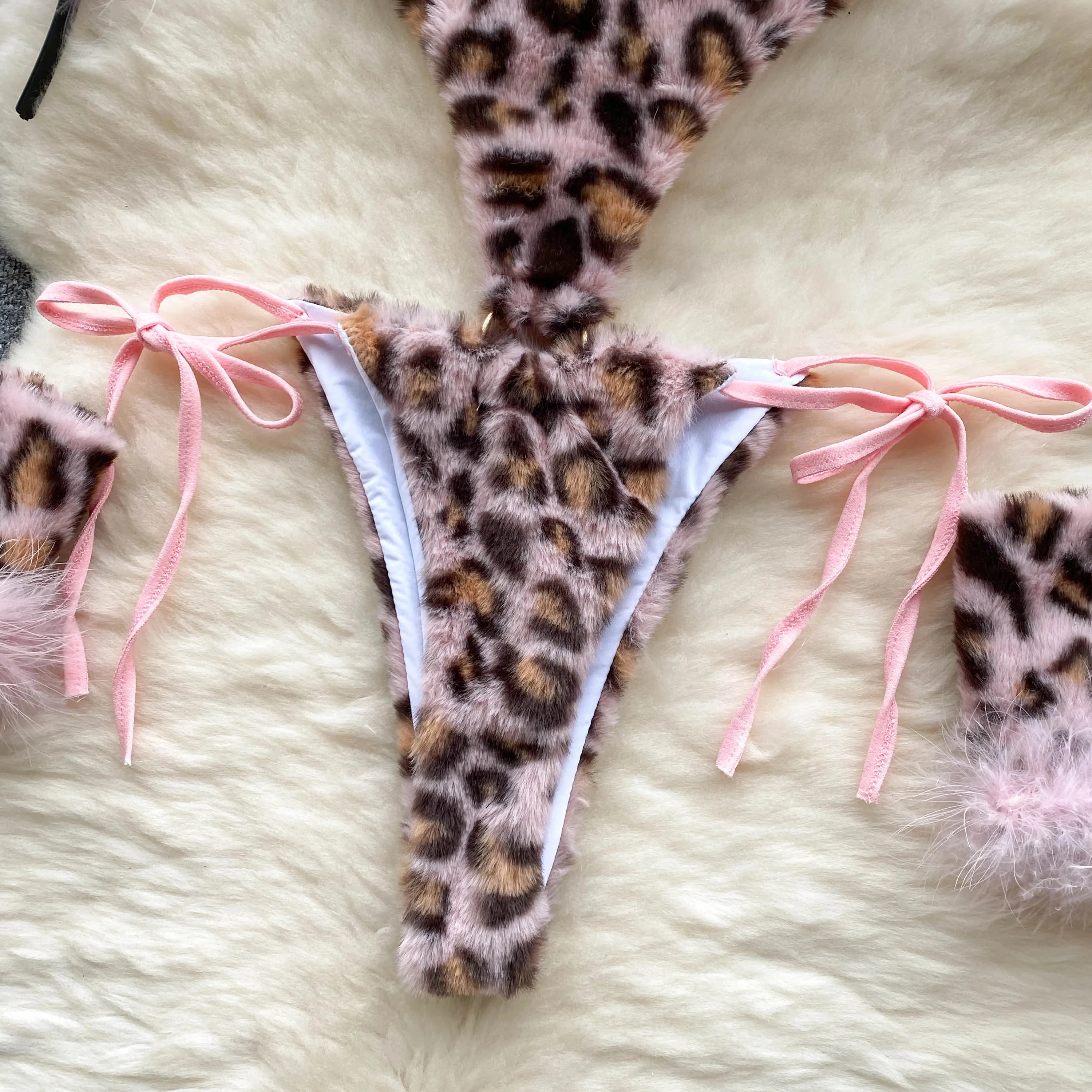 Women Leopard Print Velour Bodysuits Fashion One Piece Combination Halter Vintage Bodycon Sexy Onesie Lingerie Comfortable New
