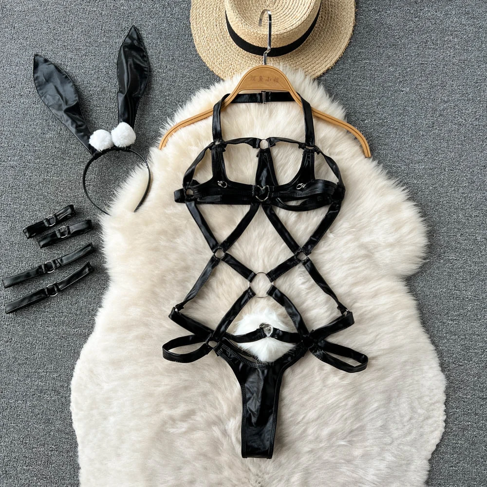 Women Leopard Print Velour Bodysuits Fashion One Piece Combination Halter Vintage Bodycon Sexy Onesie Lingerie Comfortable New