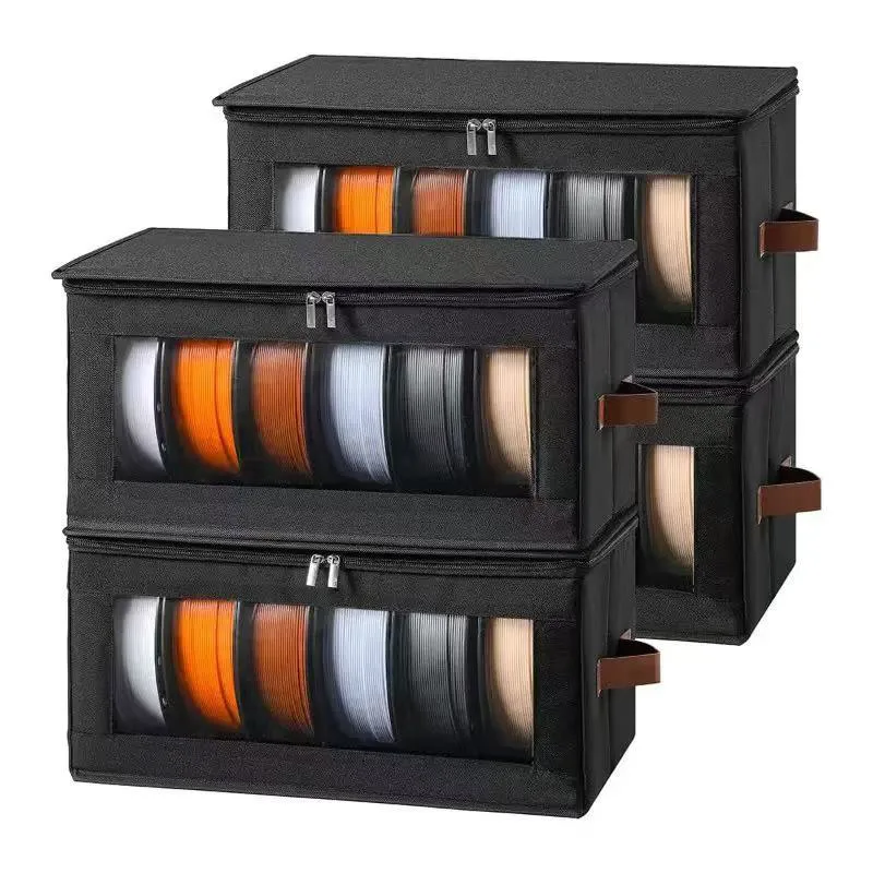 Non-Woven Storage Bag Clear Window Foldable Dustproof Organizer for Printer Filament Toys CD Stackable Transparent Container