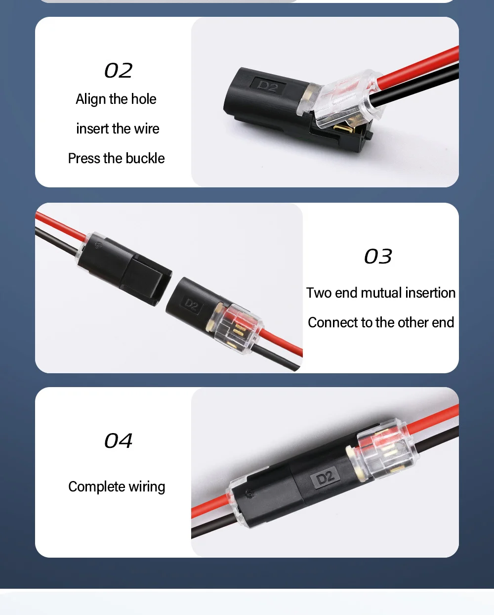 Fast Electric Wire Connector Free Stripping Plug Quick Cable Connector Dual line Interconnection Automotive Terminal Connectors