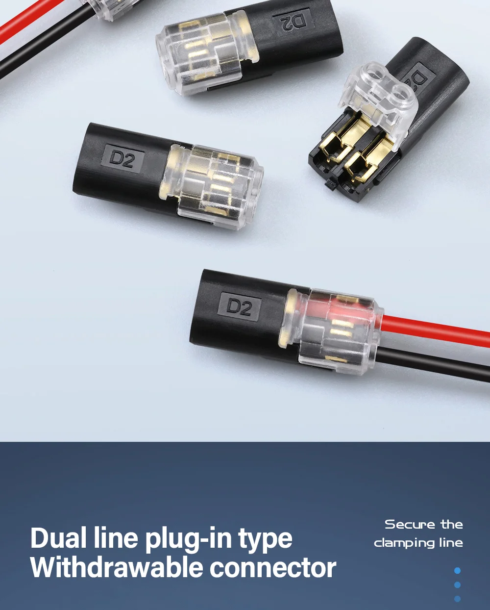 Fast Electric Wire Connector Free Stripping Plug Quick Cable Connector Dual line Interconnection Automotive Terminal Connectors