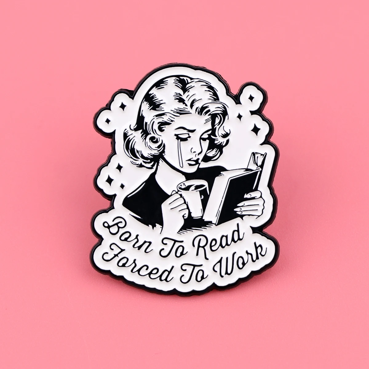 Book Lover Enamel Pin Cute Reading Themed Brooch "Just One More Chapter" Lapel Pins for Backpacks Bookworm Gift
