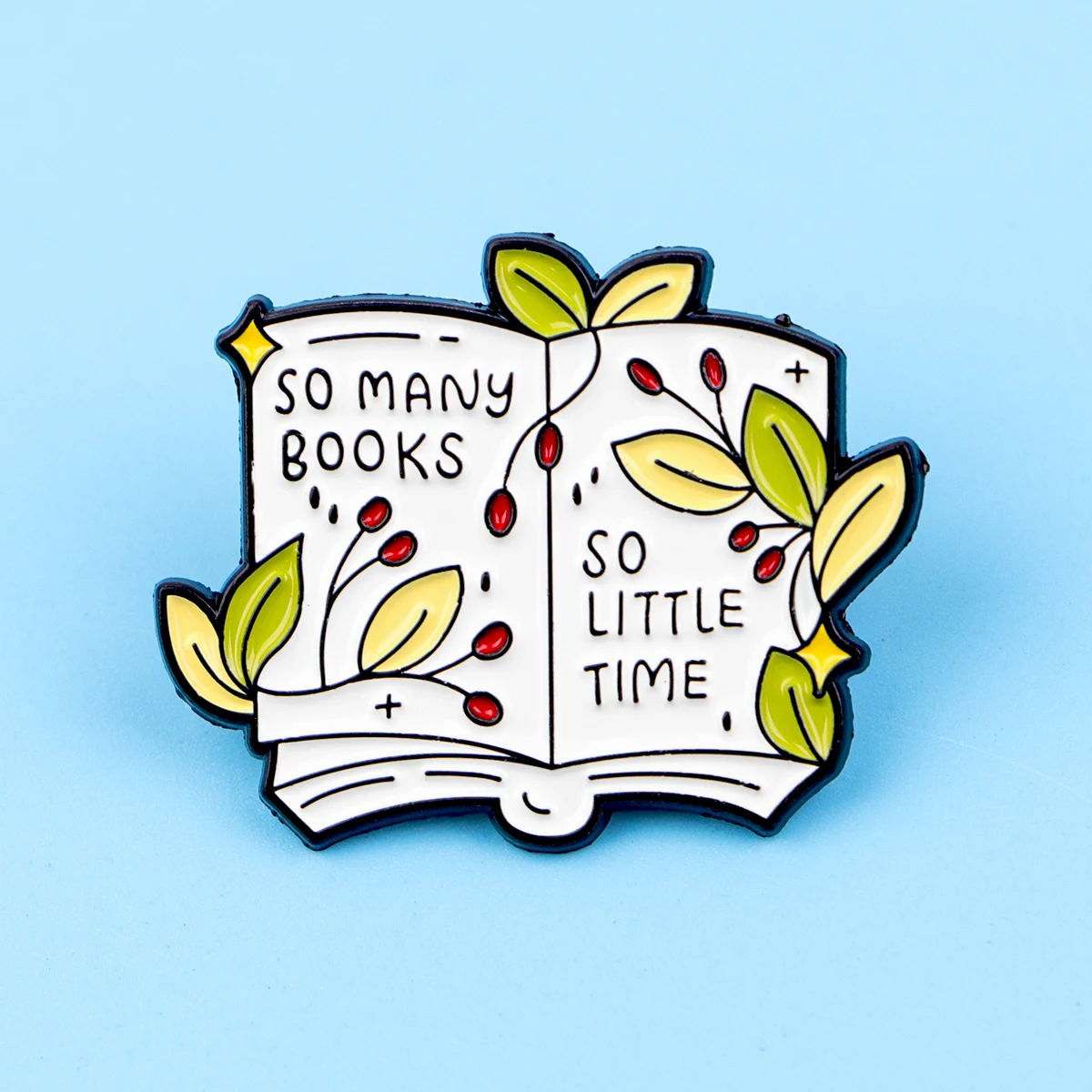 Book Lover Enamel Pin Cute Reading Themed Brooch "Just One More Chapter" Lapel Pins for Backpacks Bookworm Gift