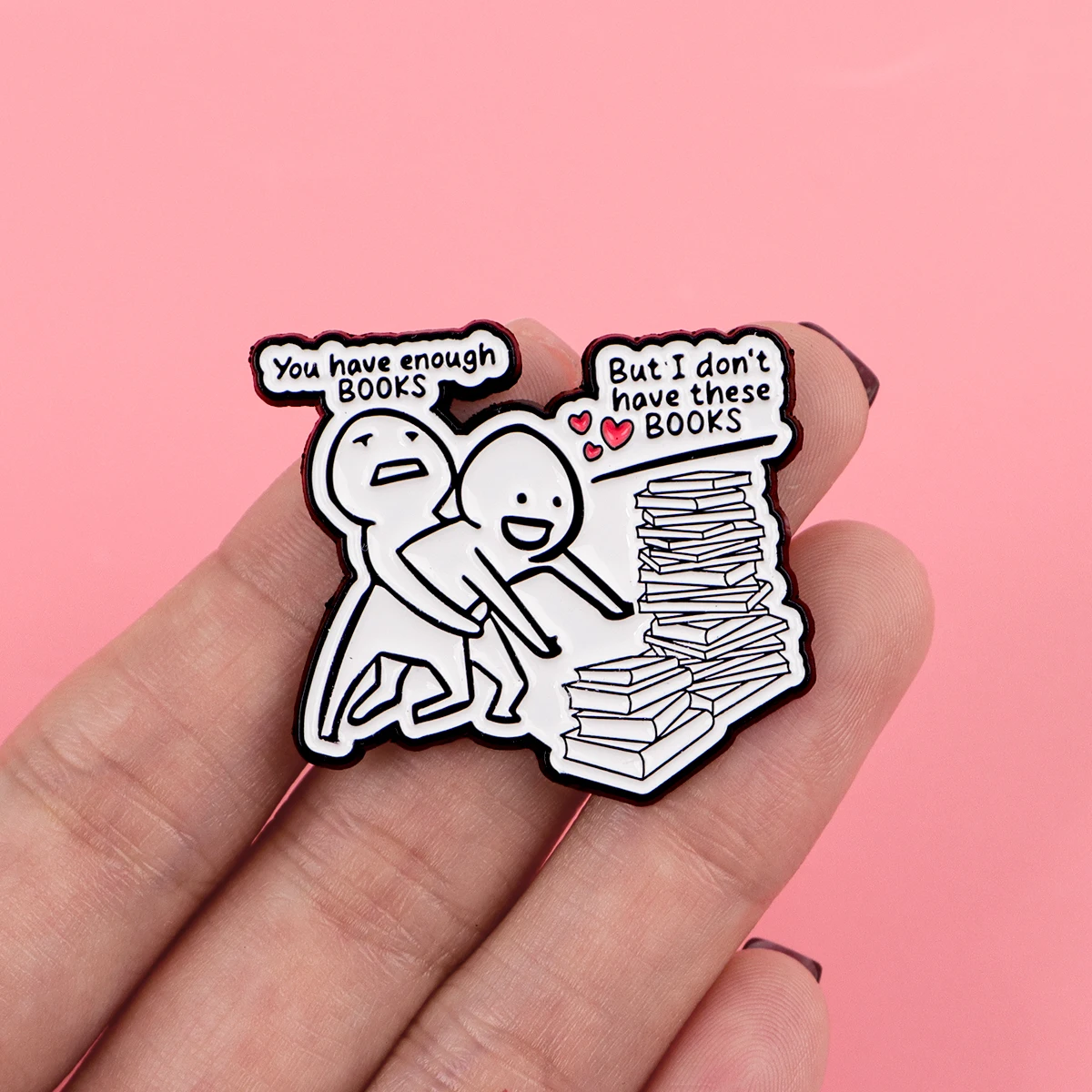 Book Lover Enamel Pin Cute Reading Themed Brooch "Just One More Chapter" Lapel Pins for Backpacks Bookworm Gift