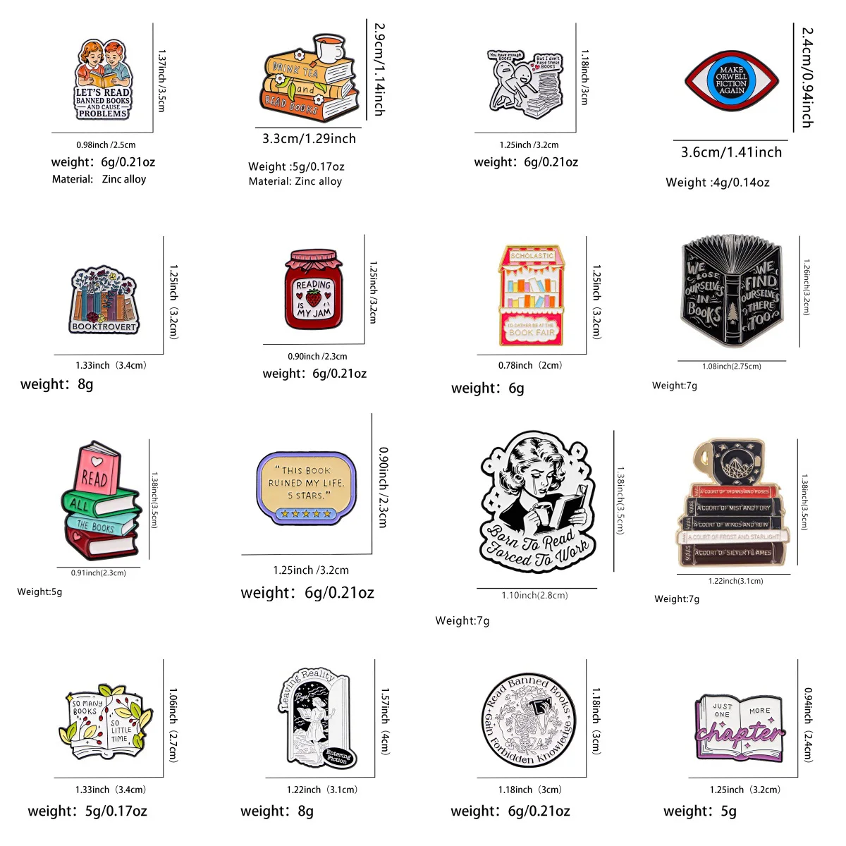 Book Lover Enamel Pin Cute Reading Themed Brooch "Just One More Chapter" Lapel Pins for Backpacks Bookworm Gift