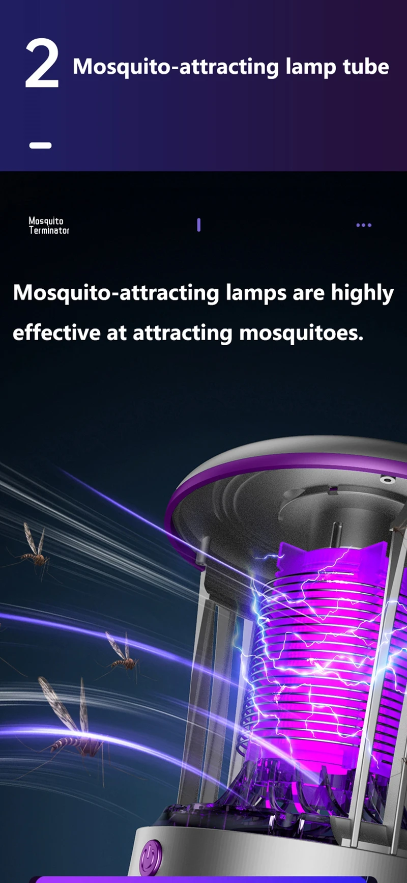 368NM Light Mosquito Killer Lamp Electric Shock Inhalation 2-in-1 Fly Trap Household Use Efficient in Killing Flies Mosquitoes