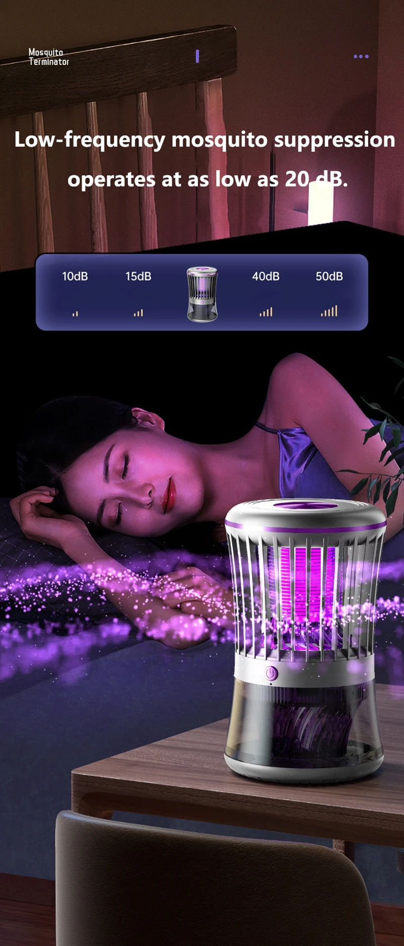 368NM Light Mosquito Killer Lamp Electric Shock Inhalation 2-in-1 Fly Trap Household Use Efficient in Killing Flies Mosquitoes