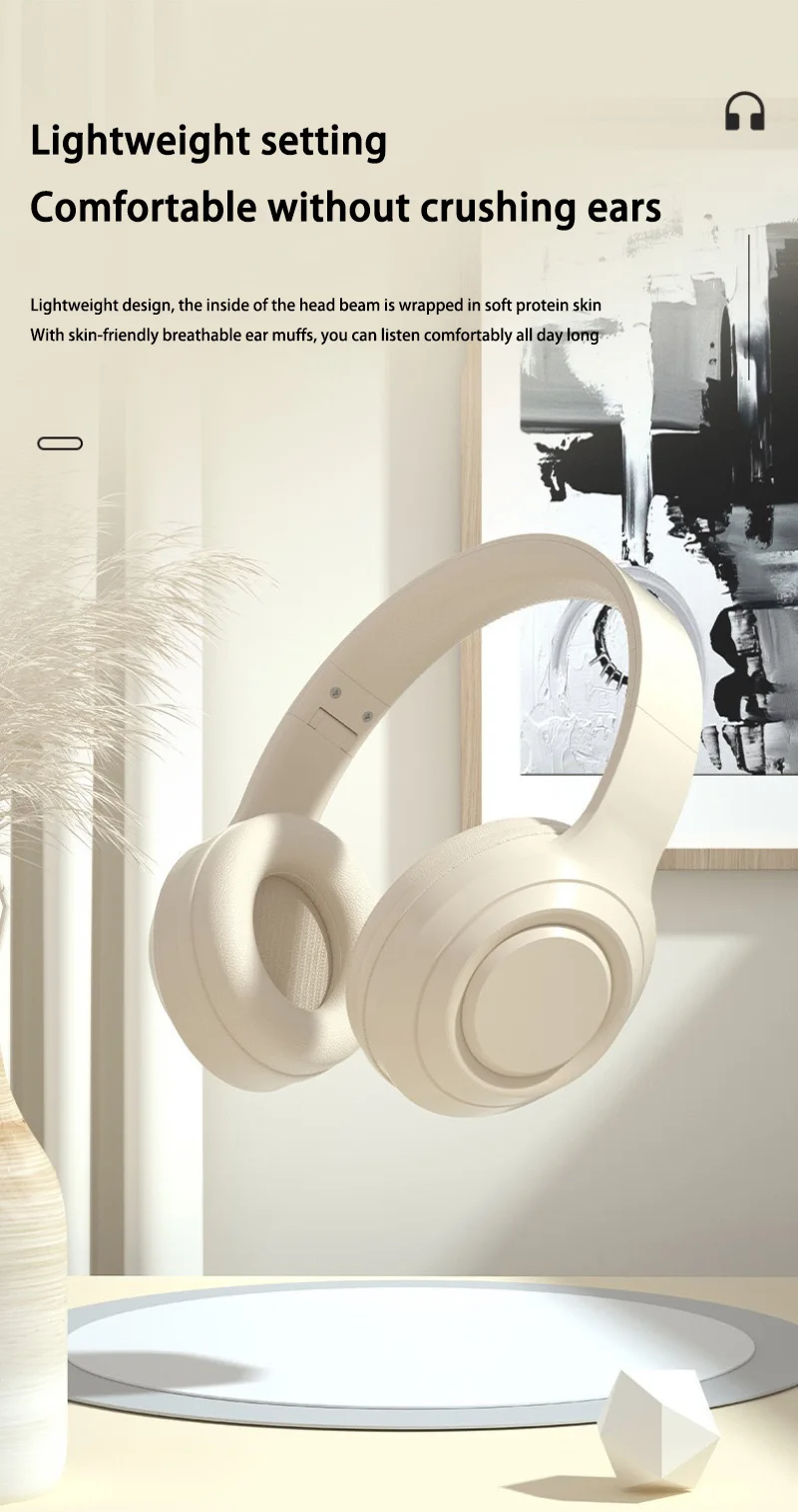 Wireless Headset Bluetooth 5.3 HiFi Stereo Earphones Noise Cancelling Gaming Headband Foldable with Mic Sport Earbuds 2026 New