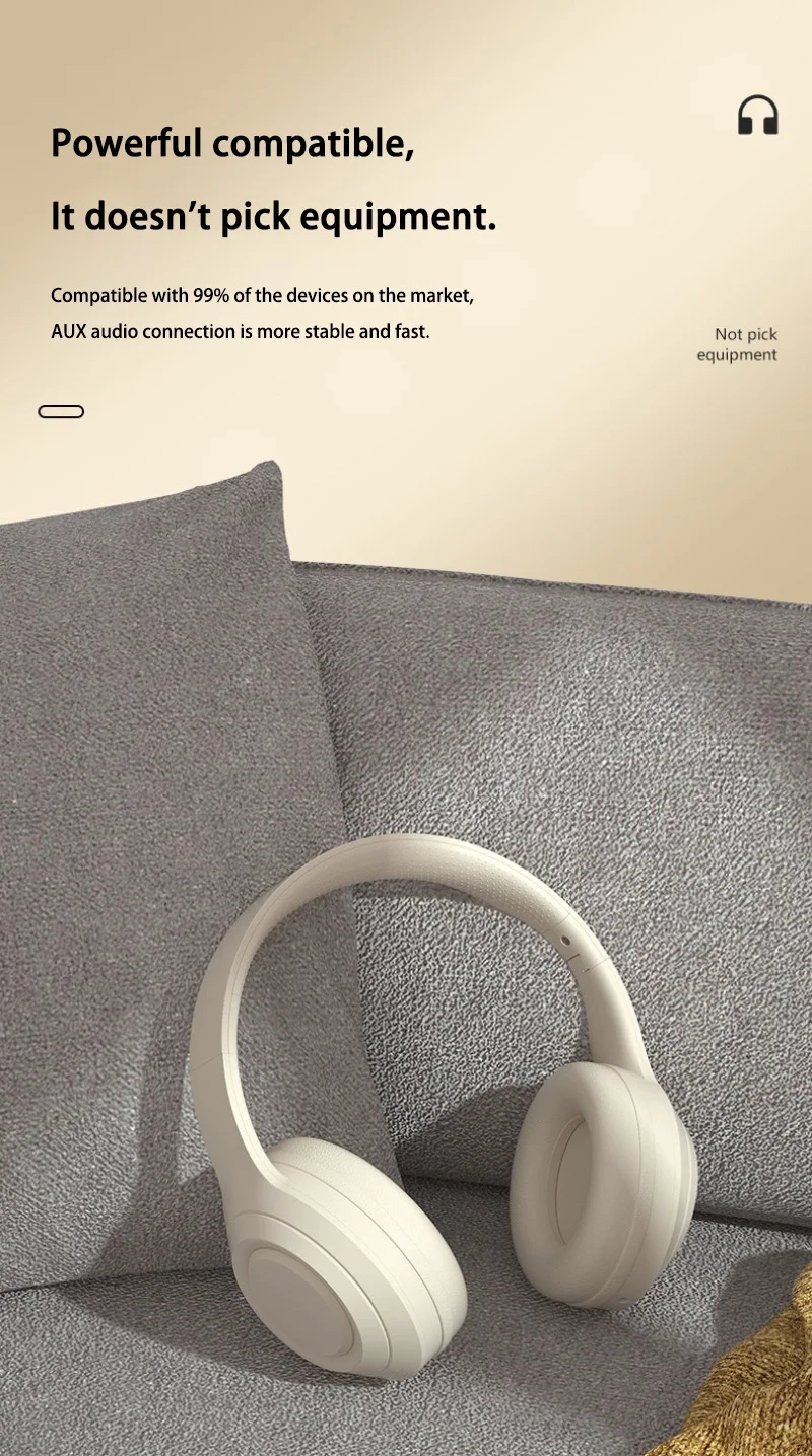 Wireless Headset Bluetooth 5.3 HiFi Stereo Earphones Noise Cancelling Gaming Headband Foldable with Mic Sport Earbuds 2026 New