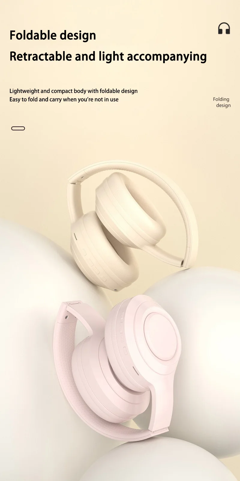 Wireless Headset Bluetooth 5.3 HiFi Stereo Earphones Noise Cancelling Gaming Headband Foldable with Mic Sport Earbuds 2026 New