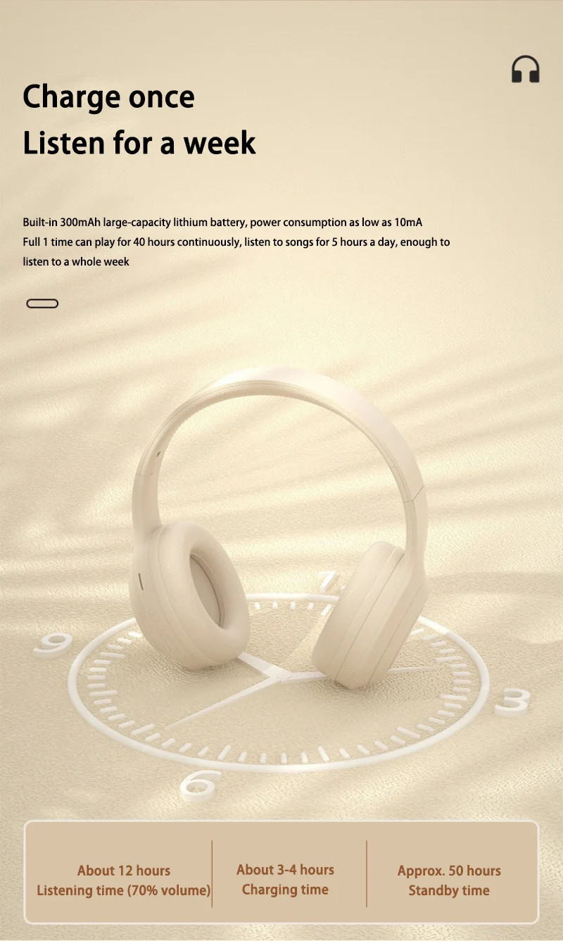 Wireless Headset Bluetooth 5.3 HiFi Stereo Earphones Noise Cancelling Gaming Headband Foldable with Mic Sport Earbuds 2026 New