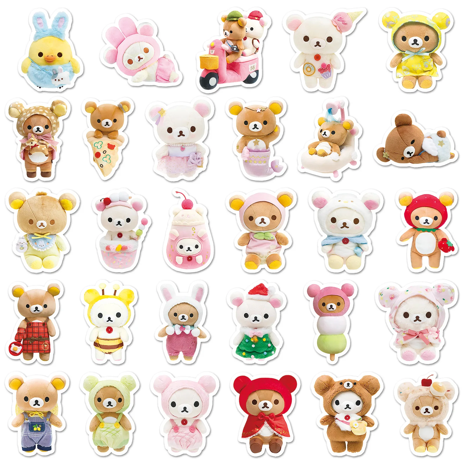 54PCS Rilakkuma Stickers Kiiroitori Graffiti Stickers DIY Diary Phone Case Handmade Scrapbook Aesthetic Stickers