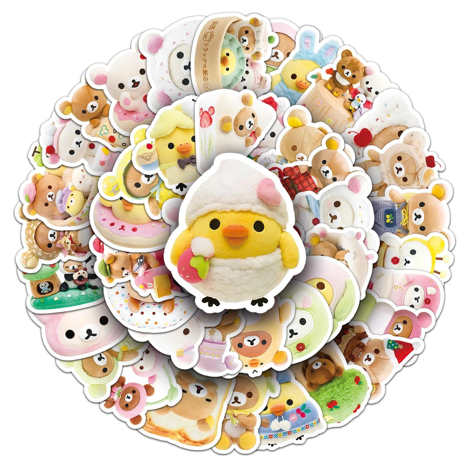 54PCS Rilakkuma Stickers Kiiroitori Graffiti Stickers DIY Diary Phone Case Handmade Scrapbook Aesthetic Stickers