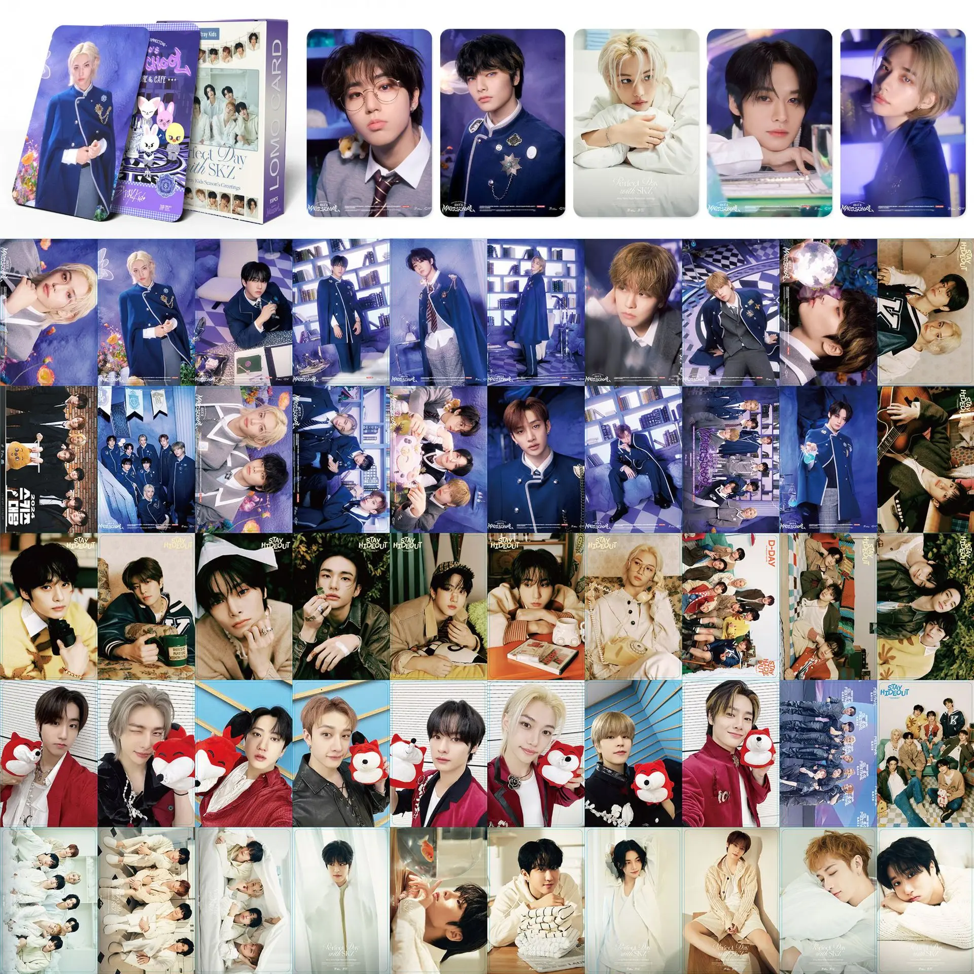 55Pcs/92Pcs Idol SKZOO Stray Kids New Series 6TH FANMEETING Lomo Cards Postcards Felix HyunJin Jisung Woojin Chan Fans Gifts