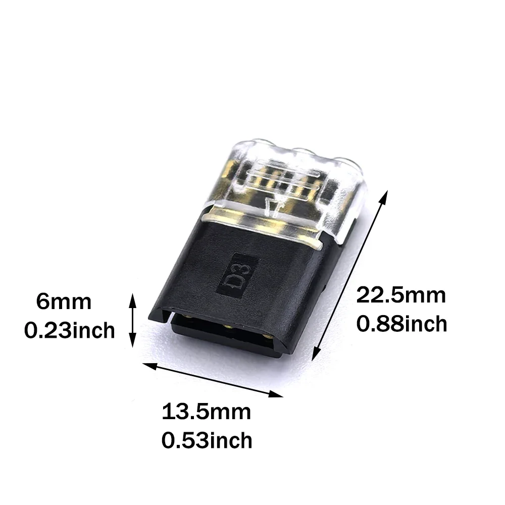 10/30/50Pcs Wire Connect Terminal Connector, 3-Pin Bidirectional Plug-in Cable Buckle Connector DC Lock Cover Suitable LED