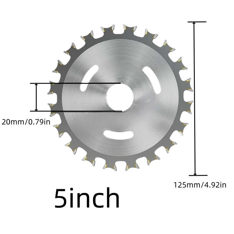 5-Inch/125Mm 40-Tooth Nail-Resistant Woodworking Saw Blade, 125mm Cutting Blade, Suitable for Wood, Plastic, and Metal, Mini Circular Saw Blade, Rotary Cutting Tool Blade, Hardware Tool Accessories, Tungsten Carbide Steel