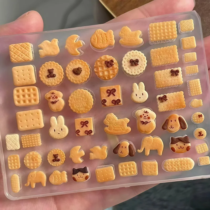 Cute Animal Nail Art & Cookie Baking Mold Set - Dog & Rabbit Shapes Transparent Silicone Mini Decorations for Crafting