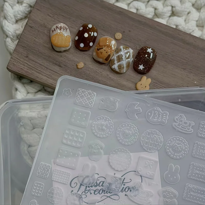 Cute Animal Nail Art & Cookie Baking Mold Set - Dog & Rabbit Shapes Transparent Silicone Mini Decorations for Crafting