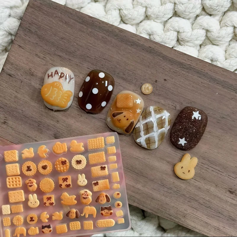 Cute Animal Nail Art & Cookie Baking Mold Set - Dog & Rabbit Shapes Transparent Silicone Mini Decorations for Crafting