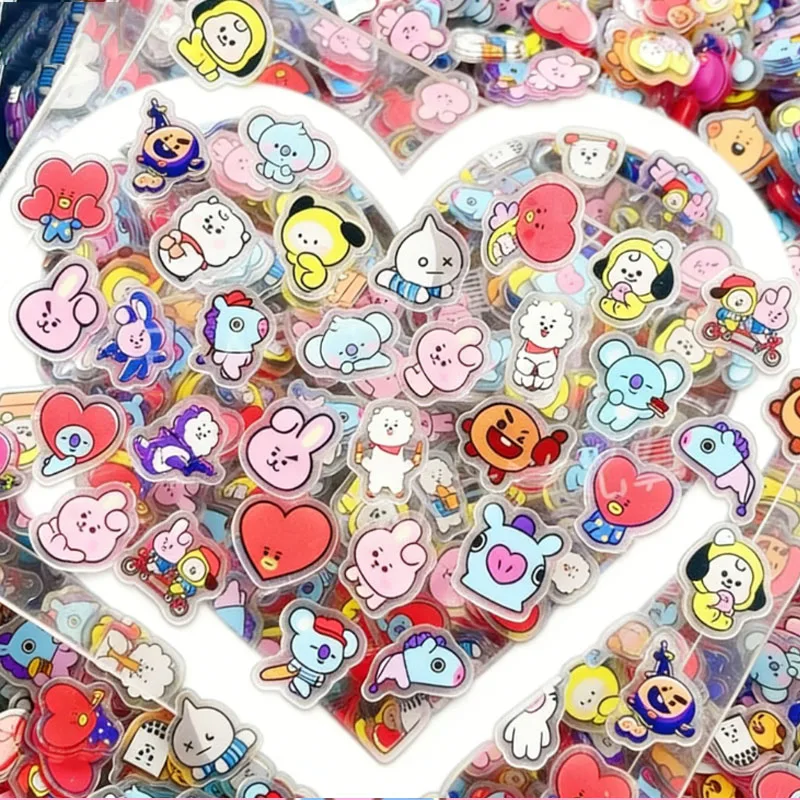 BT21 K-pop 40PCS 2CM Kawaii Acrylic Sheet DIY Accessory Decoration Phone Case Material CHIMMY COOKY KOYA Anime Gift Toys
