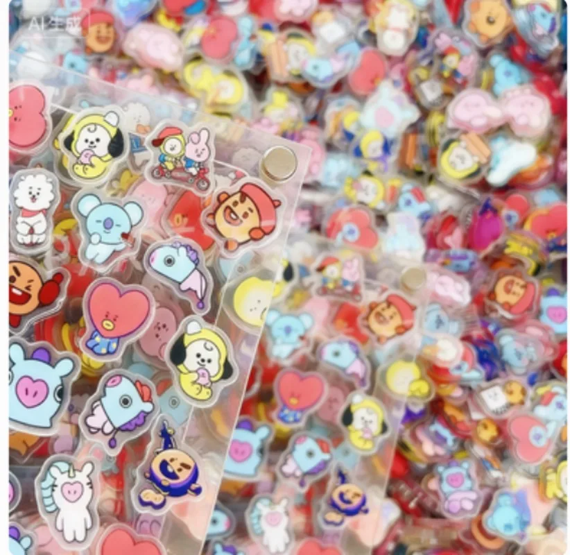 BT21 K-pop 40PCS 2CM Kawaii Acrylic Sheet DIY Accessory Decoration Phone Case Material CHIMMY COOKY KOYA Anime Gift Toys
