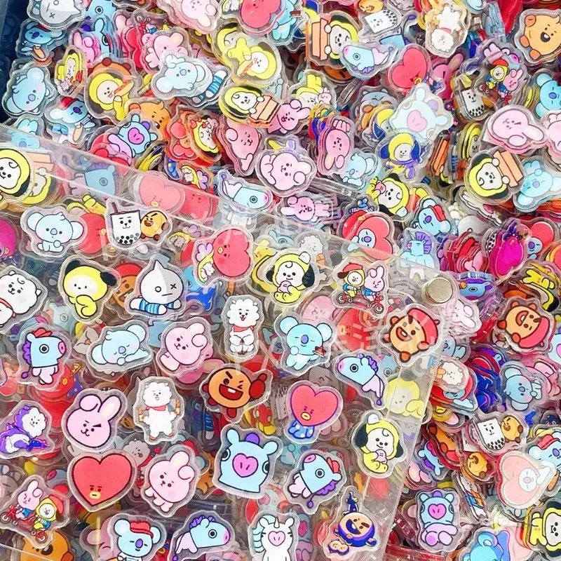 BT21 K-pop 40PCS 2CM Kawaii Acrylic Sheet DIY Accessory Decoration Phone Case Material CHIMMY COOKY KOYA Anime Gift Toys