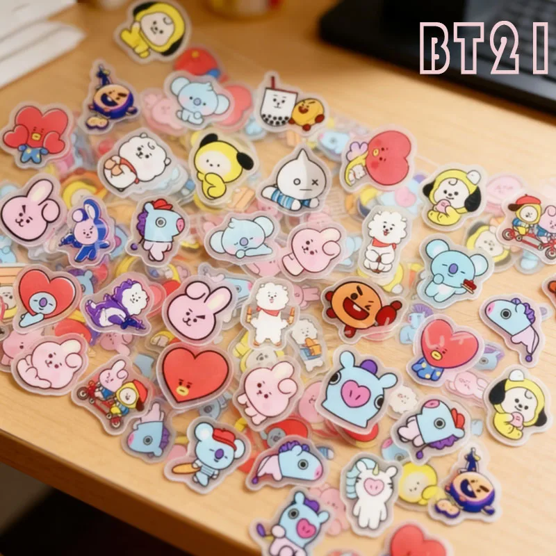 BT21 K-pop 40PCS 2CM Kawaii Acrylic Sheet DIY Accessory Decoration Phone Case Material CHIMMY COOKY KOYA Anime Gift Toys