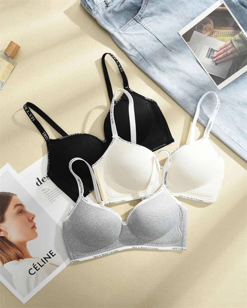 FINETOO Thickened Push-Up Bra for Women No Steel Padded Brassiere Anti-Sagging Underwear Sexy Backless Gather Bralette Lingerie