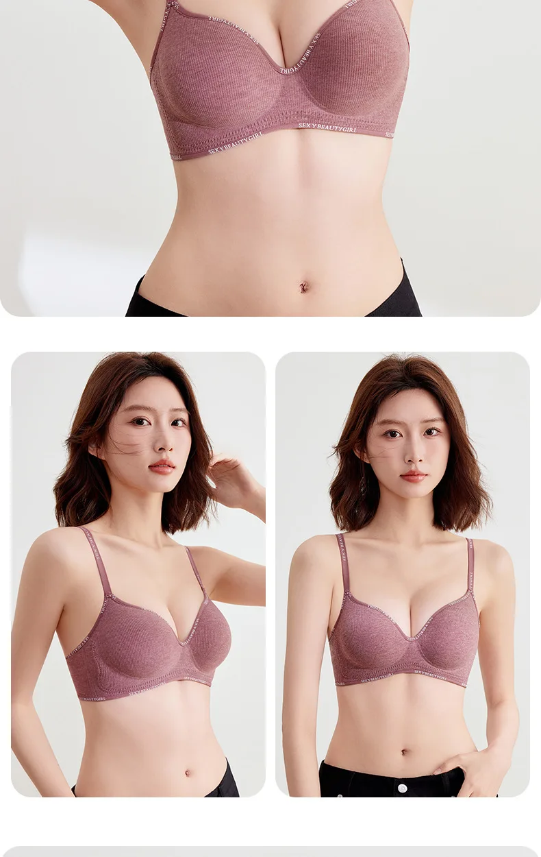 FINETOO Thickened Push-Up Bra for Women No Steel Padded Brassiere Anti-Sagging Underwear Sexy Backless Gather Bralette Lingerie