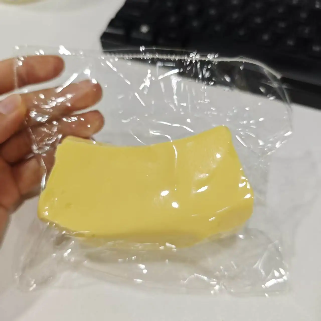 1Pc handmade Squishy with BUTTER texture - Banana bear shaped to relieve stress - Food grade silicone