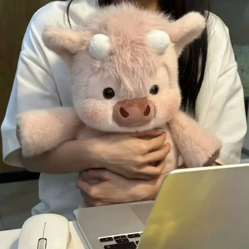 Adorable Highland Cattle Plush Toy 45cm - Huggable Running Cow Stuffed Animal Made with Premium Soft Fabric, Soothing Companion